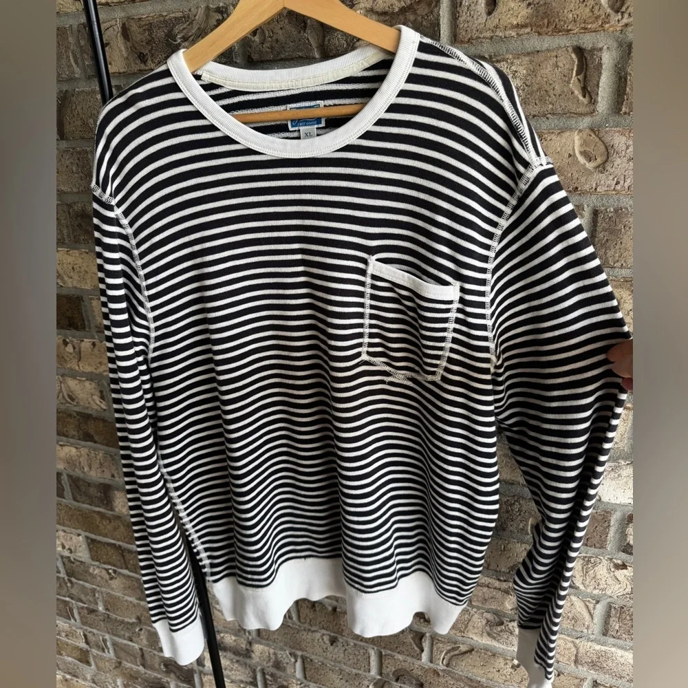 J.Crew Lightweight Sunfaded French Terry Sweatshirt in Stripe Size XL
